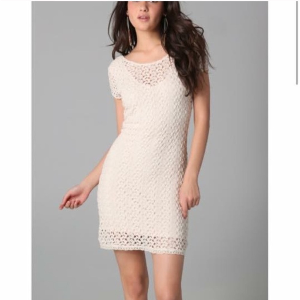 Free People Cream Lace Cap Sleeve Gypsy Dress